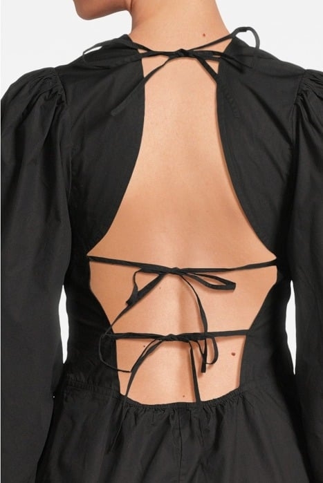 COTTON POPLIN OPEN BACK MINI DRESS BLACK 4