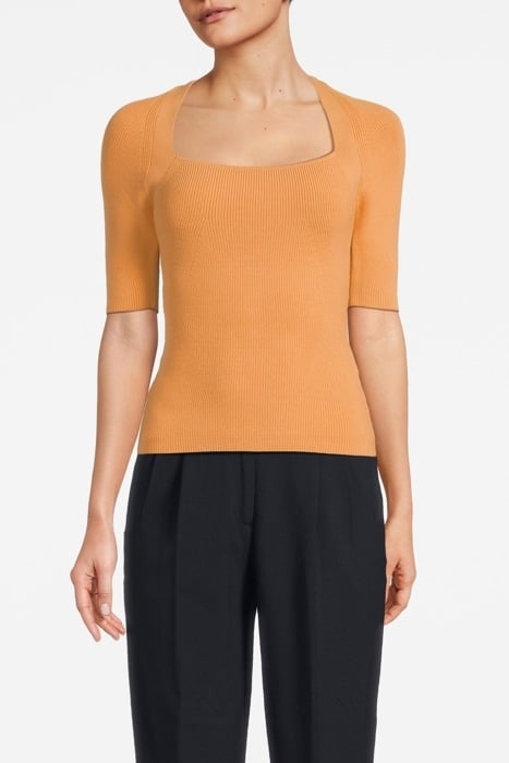 TINA-SQUARE KNITTED SWEATER ORANGE 1