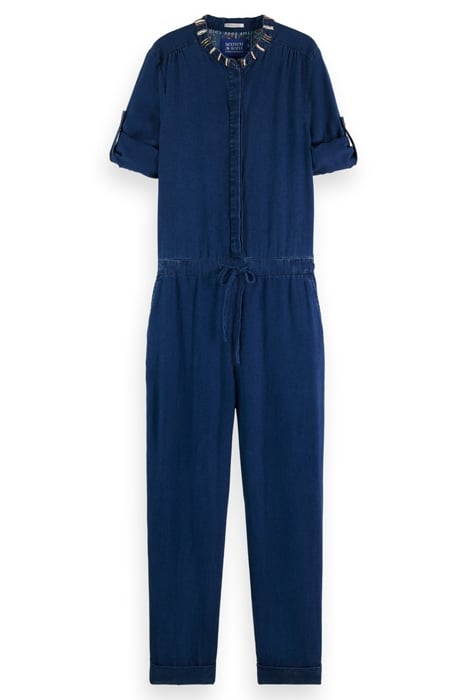 INDIGO TENCEL DENIM WASHED ALL IN ONE WITH BEADING DETAILS 3