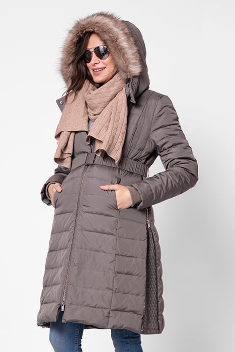 DOWN FILL MATERNITY COAT TAUPE 1