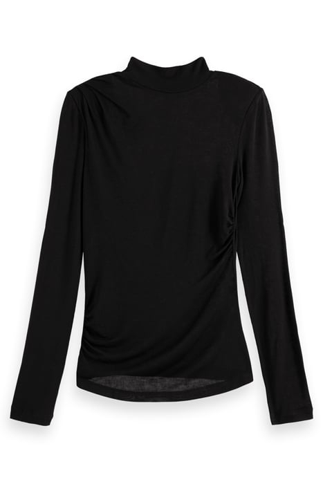 SHOULDER PADDED LONG SLEEVE TOP EVENING BLACK 4