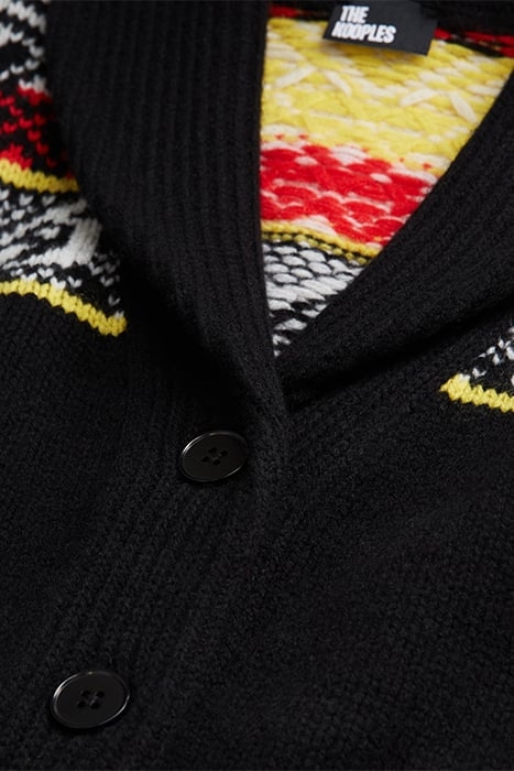 CARDGIGAN COL CHALE JACQUARD BLACK / RED / YELLOW 7