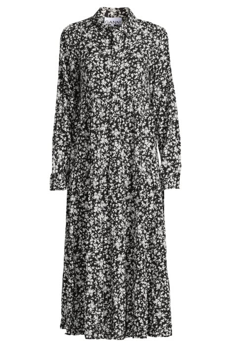 PRINTED CREPE LAYER DRESS BLACK 3