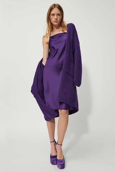 SATIN SLIPDRESS WITH BIAS CUT DEEP PURPLE 4