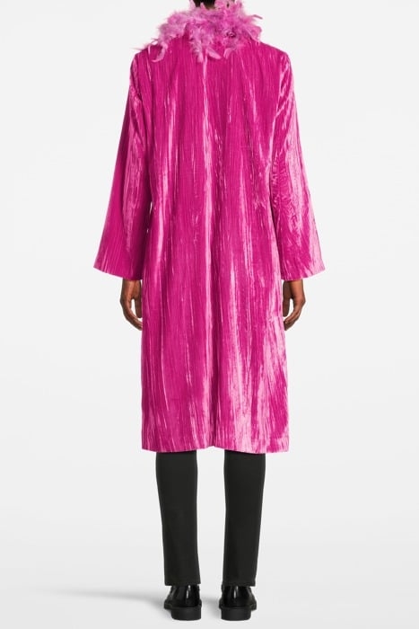 CRUSHED VELVET FLARED SLEEVE CHANGA COAT FUCHSIA 2