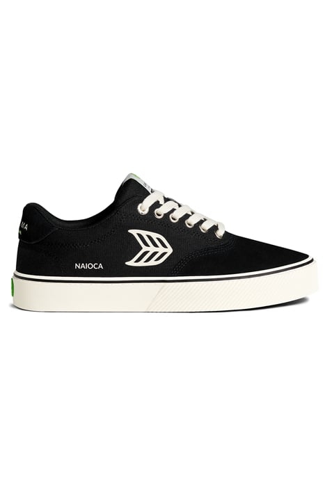 UNISEX NAIOCA PRO BLACK SUEDE AND CANVAS IVORY LOGO SNEAKER 1
