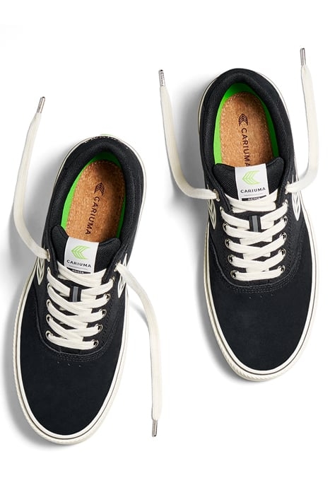 UNISEX NAIOCA PRO BLACK SUEDE AND CANVAS IVORY LOGO SNEAKER 3