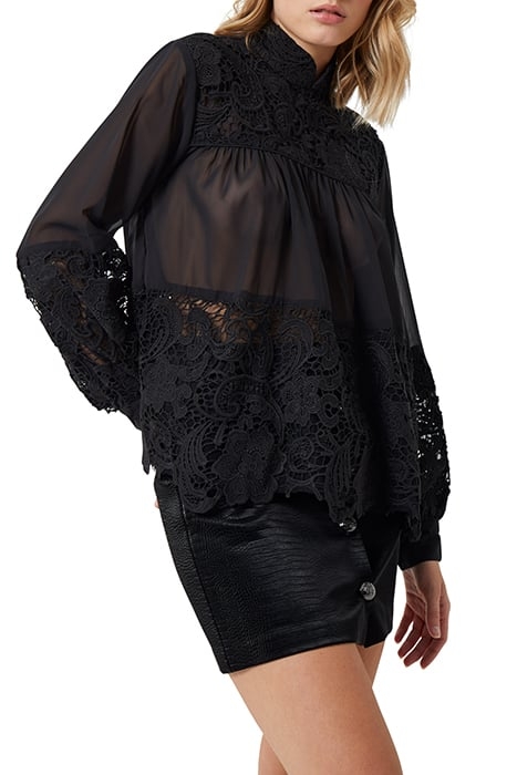 BRIANNA GEORGETTE 3D LACE TOP BLACK 4