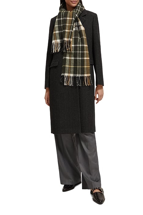 CLASSIC WOOL BLEND TAILORED COAT BLACK HERRINGBONE 5