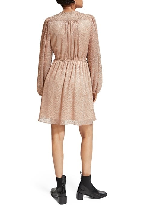 BALLOON SLEEVE MINI DRESS METALLIC ROSE 2