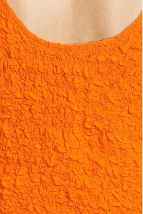 COTTON POPLIN O-NECK CROPPED SMOCK TOP VIBRANT ORANGE 5