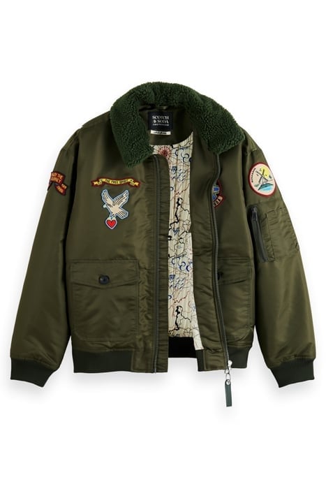 BOMBER JACKET WITH DETACHABLE TEDDY COLLAR MILITARY GREEN 6