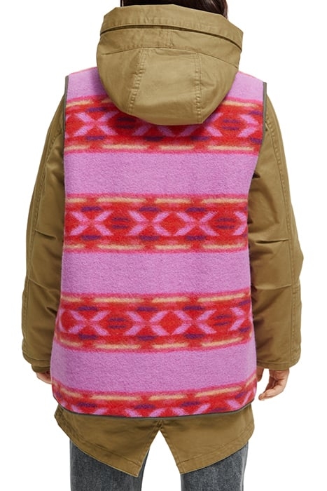 GIRLS 2-IN-1 REVERSIBLE VEST COTTON PARKA MILITARY 2