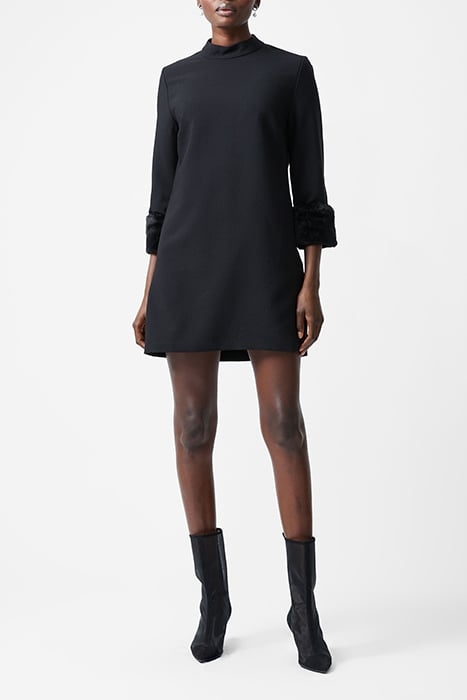 LUX DAUX FUR 3/4 CUFF DRESS S BLACK 1