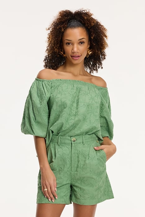 LADIES ELZA BLOUSE 3D PALM EMBRO GREEN GREEK PALM 7