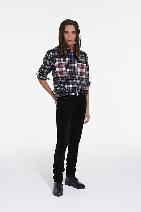 CHEMISE DROITE A CARREAUX POCHES CONTRASTEES BLACK 3