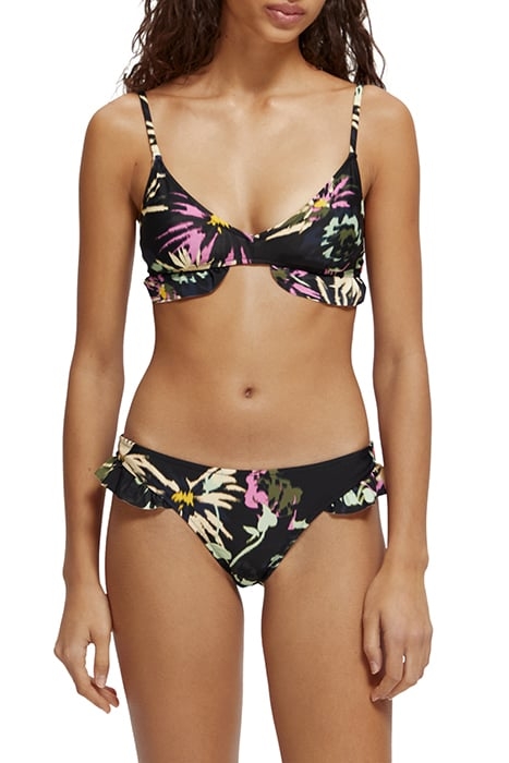 BIKINI BOTTOM WITH RUFFLE ASTER BLACK 1