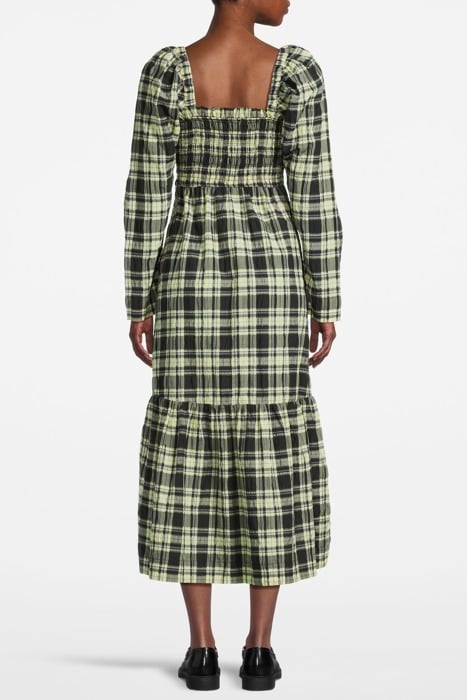 SEERSUCKER CHECK SMOCK MAXI DRESS CHECK ELFIN YELLOW 2
