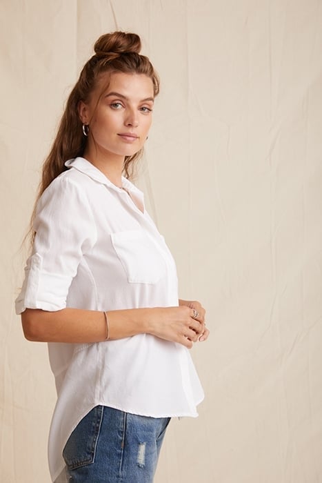 SPLIT BACK BUTTON DOWN WHITE 4
