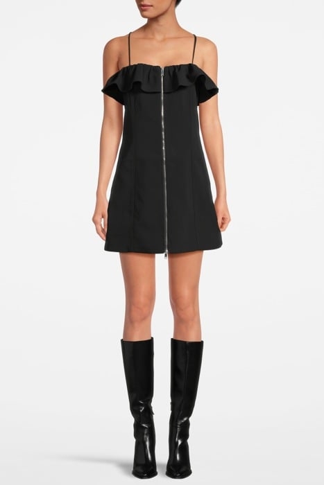 BONDED CREPE STRAP MINI DRESS BLACK 1