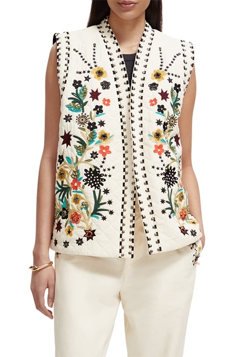 EMBROIDERED GILET ECRU 1
