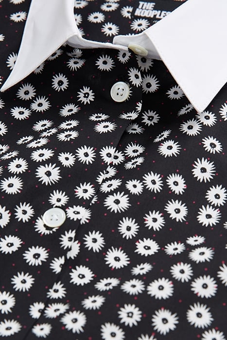 CHEMISE PRINTE DETAIL COL BLANC BLACK WHITE 2