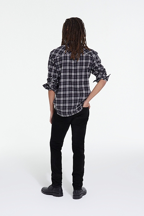 CHEMISE DROITE A CARREAUX POCHES CONTRASTEES BLACK 4