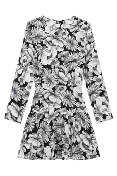 ROBE COURTE MANCHES LONGUES ROMANTIC GARDEN BLACK WHITE 3