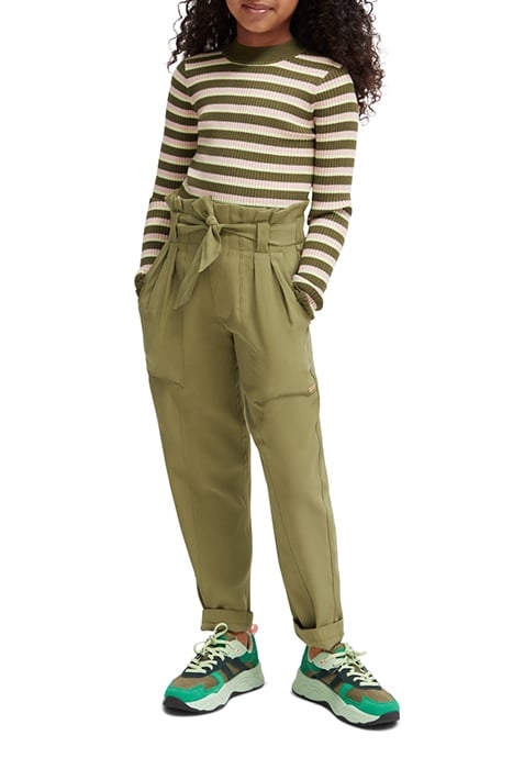 GIRLS HIGH-RISE PAPER BAG PANTS MILITARY 3