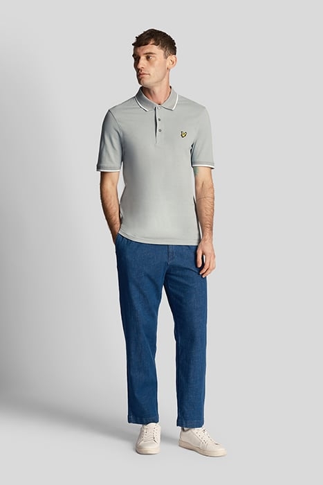 TIPPED POLO SHIRT SLATE BLUE / WHITE 3