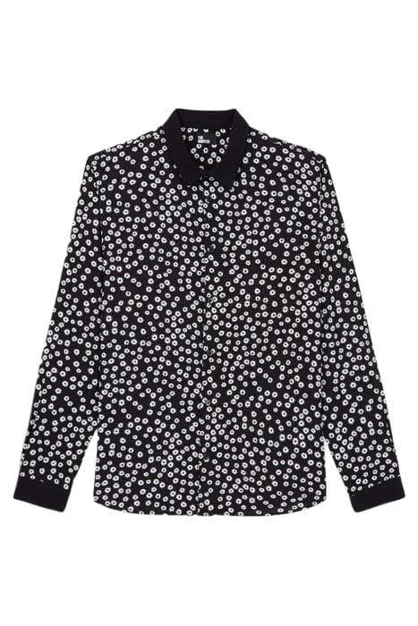 CHEMISE PRINTE DETAIL COL BLANC BLACK WHITE 1
