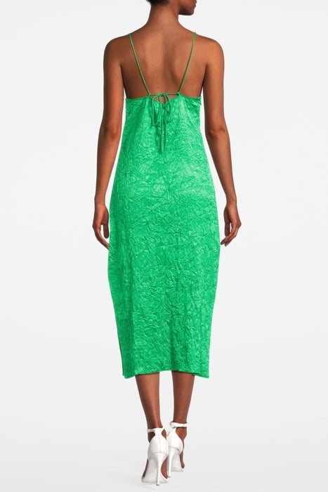 CRINKLED SATIN SLIP DRESS BRIGHT GREEN 2