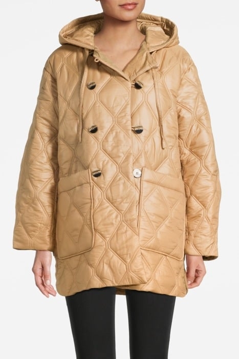 SHINY QUILT HOODED JACKET TANIN 1