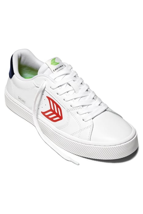 UNISEX SALVAS WHITE LEATHER RED LOGO NAVY SNEAKER 2