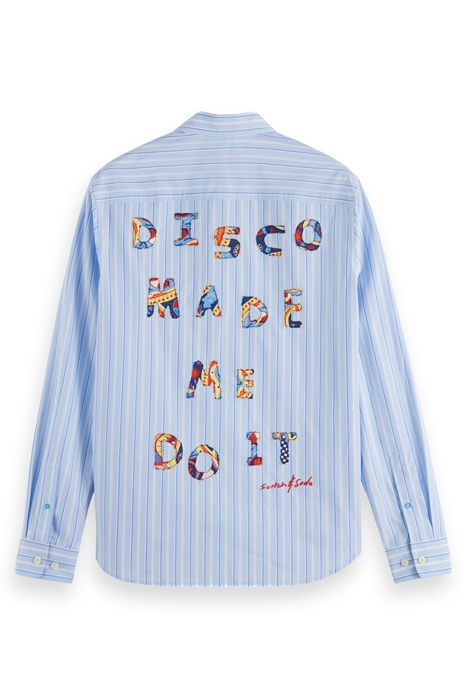 PRINTED POPLIN STRIPE SHIRT WITH BACK ARTWORK BLUE STRIPE 2