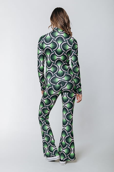 GRAPHIC PEACHED EXTRA FLARE PANTS BRIGHT GREEN 3