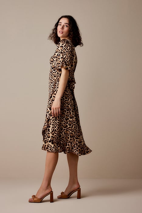 WRAP DRESS PRINTED POLYESTER BROWNS 3