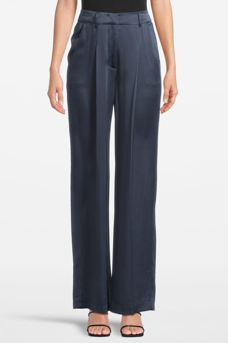 SATIN WIDELEG PANTS PETROL BLUE 1