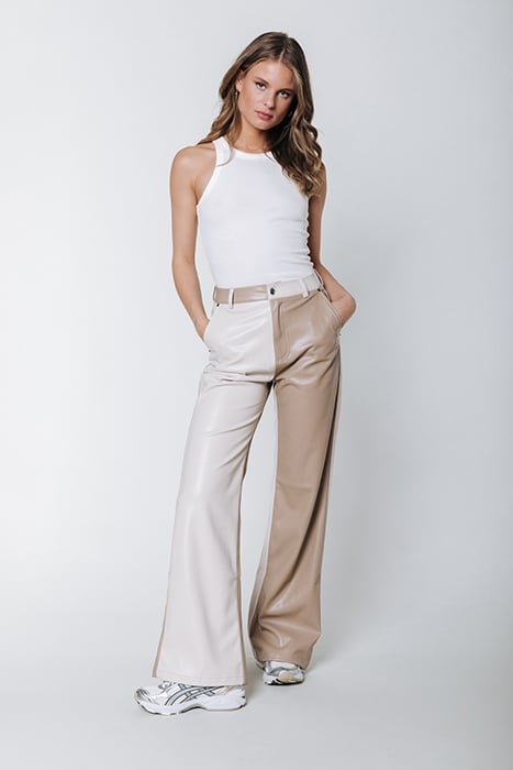 ISMAY WIDE LEG FAUX LEATHER PANTS OFF WHITE 1