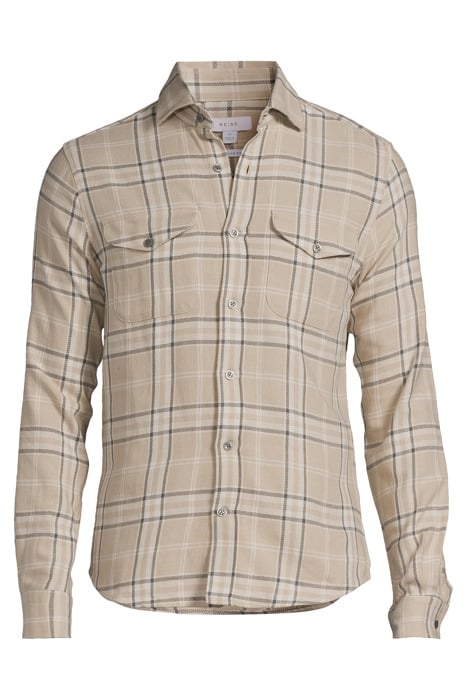 ORLANDO CHECKED BRUSHED COTTON SHIRT SAND - OUTLET PRICE 3