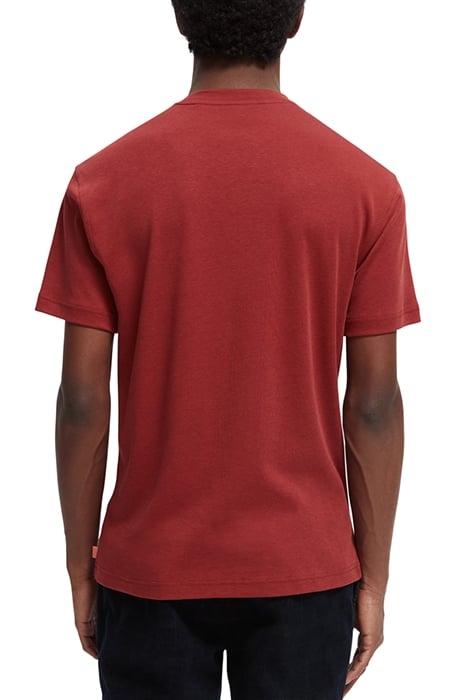 RELAXED LYOCELL T-SHIRT WITH CHEST POCKET RED EARTH 2