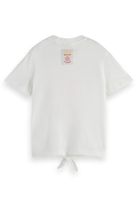 GIRLS SHORT-SLEEVED KNOTTED ARTWORK T-SHIRT IN ORGANIC COTTO 2