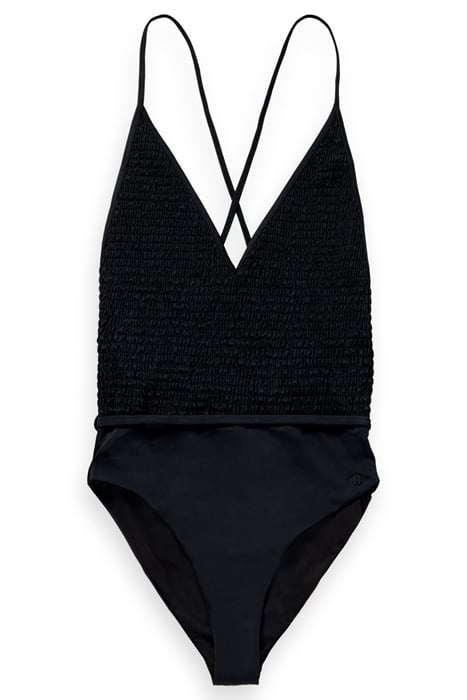 SMOCKED DETAILED SWIMSUIT BLACK 3