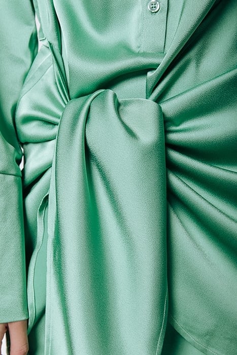 METTE UNI SATIN KNOTTED SHIRT DRESS MINT 7
