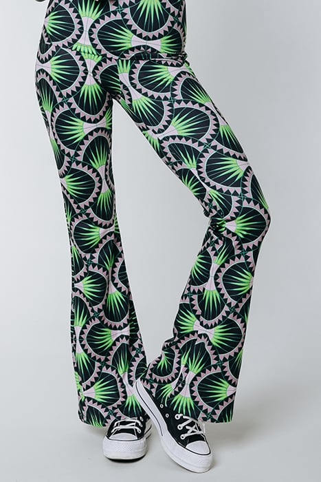 GRAPHIC PEACHED EXTRA FLARE PANTS BRIGHT GREEN 1