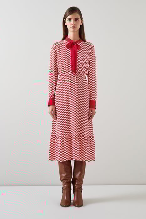 DR BRIDGET TIE NECK DRESS CHERRY 2