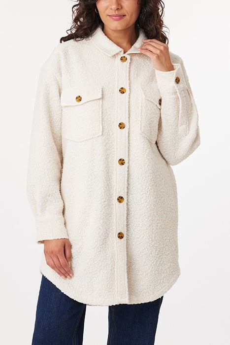 KNIT BOUCLE SHACKET EGGNOG 1