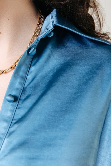 METTE SATIN WRAP DRESS LS DARK PETROL 3