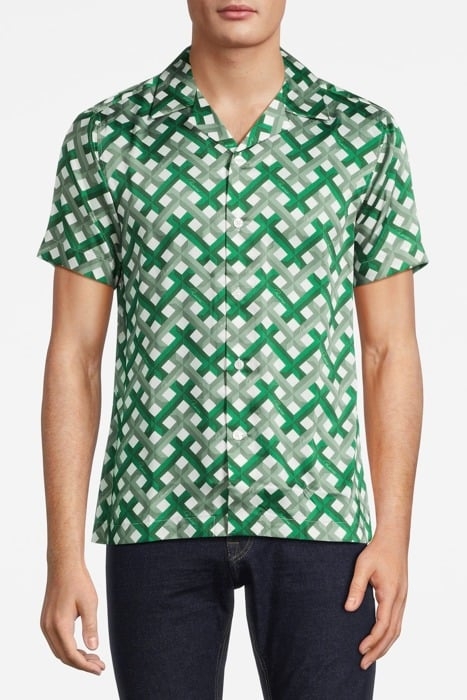 ELDEN SLIM FIT CUBAN COLLAR SHIRT GREEN - OUTLET PRICE 1