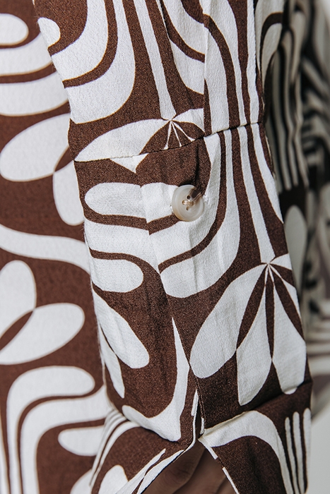 METTE RETRO FLOWER KNOTTED SHIRT DRESS BROWN 6